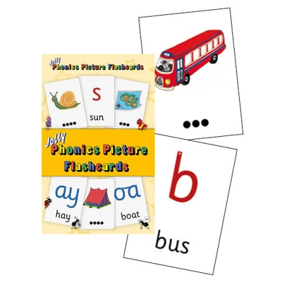 Jolly Phonics Picture Flashcards (in Cursive Letters)