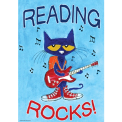 Pete the Cat Reading Rocks Positive Poster