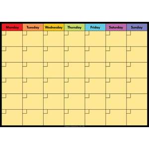 CALENDAR CHART MON-SUN BOXES..