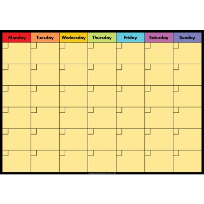 CALENDAR CHART MON-SUN BOXES (A3 POSTER)