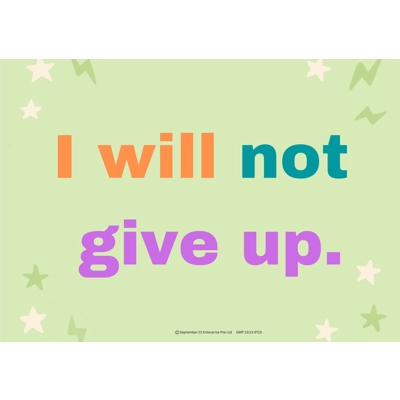 Growth Mindset Poster A3: I will not give up