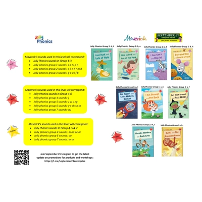 Maverick Phonics readers (with Jolly Phonics Group 1-7 sounds) set of 9