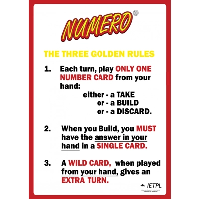 Numero® A3 rules poster laminated