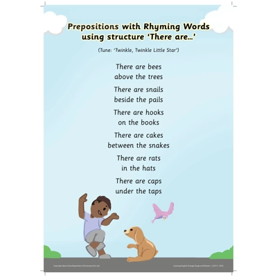 PREPOSITIONS WITH RHYMING WORDS USING STRUCTURE ‘THERE ARE …’ (A3 PORTRAIT POSTER)