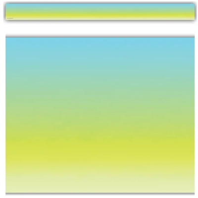 Aqua and Lime Color Wash Straight Border Trim