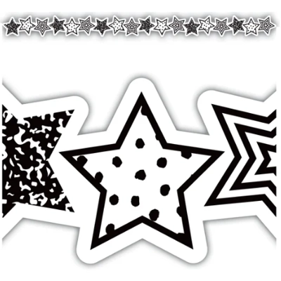 Black and White Stars Die-Cut Border Trim