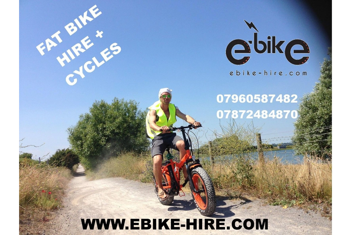Ebike Hire on site - bright orange Fat Bikes