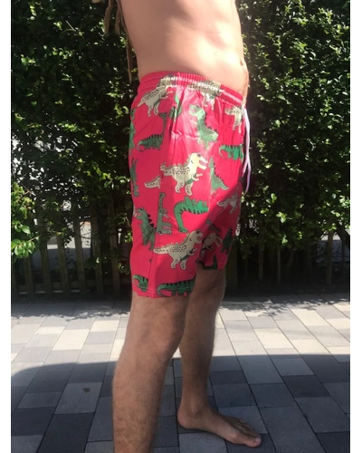 Men's swim shorts designer dinosaur pink trunks