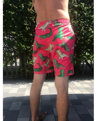 Men's swim shorts designer dinosaur pink trunks