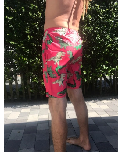 Men's swim shorts designer dinosaur pink trunks
