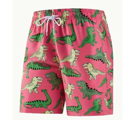 Men's swim shorts designer dinosaur pink trunks