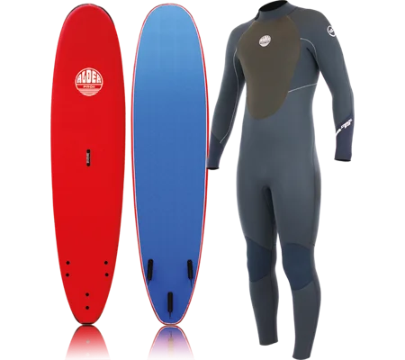Surfboard hire including wetsuit