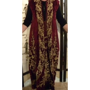 Antique Ottoman Gold and Burgundy Velvet Dress