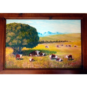 Grant Jensen Painting of Cattle in Pasture