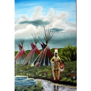 Blackfoot Warrior with Traditional Headdress