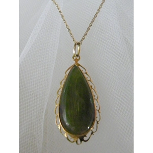 Jade & 10K Gold Tear Drop Necklace