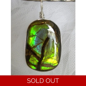 Silver Wire Wrapped Luminescent Green Alberta Dragons Eye ..