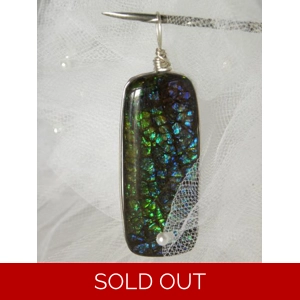 Silver Wire Wrapped Alberta Ammolite Pendant