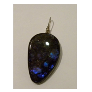 Neon Blue Circles Very Rare Alberta Ammolite Pendant