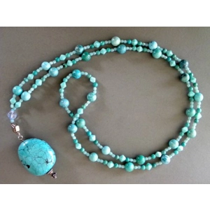 Bisbee Spider Web Turquoise Cabochon Necklace 1