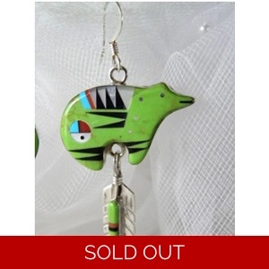 Gaspeite Zuni Inlay Bear Fetish