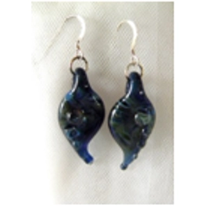Blue Hob Art Glass Earrings