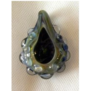 Smokey Midnight Blue & Green Red Opal Eye Art Glass Pendant