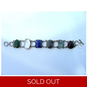 6 Stone 925 Sterling Bracelet with Gems