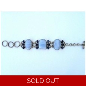 Lace Agate & Iolite Stone Bracelet