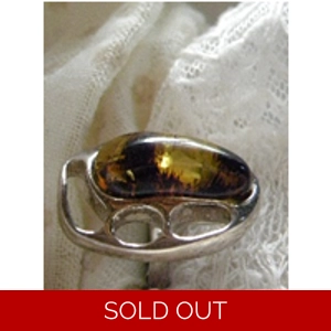 Amber & 925 Sterling Ring