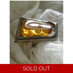 Amber & 925 Sterling Ring