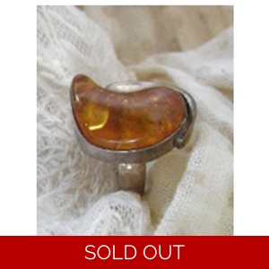 Amber & 925 Sterling Ring