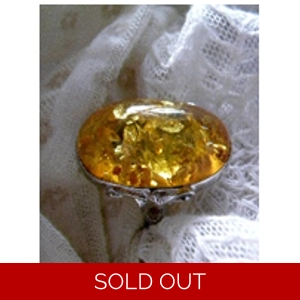 Amber & Sterling Silver Ring