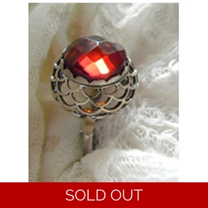 Amber & Silver Ring