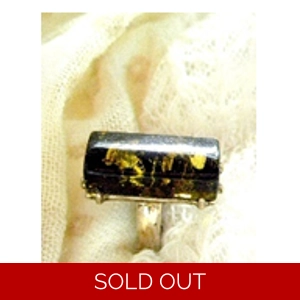 Black Amber & Sterling Silver Ring