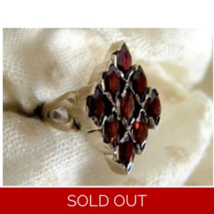 9 Stone Garnet & 925 Sterling Ring
