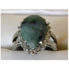 Raw Emerald Teardrop Rhinestone & 925 Sterling Ring