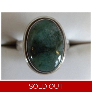 Raw Emerald Oval Rhinestone & 925 Sterling Ring