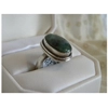 Raw Emerald Oval Rhinestone & 925 Sterling Ring