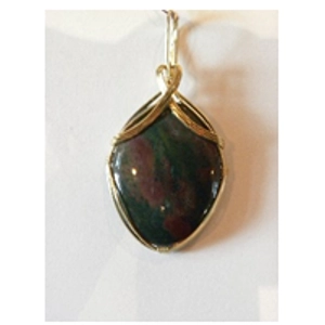 Gold Wire Wrapped Bloodstone Pendant