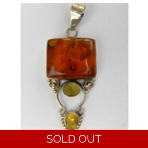 Amber-Citrine & 925 Sterling Pendant