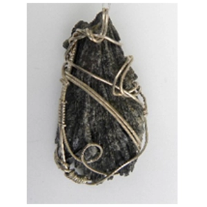 Silver Wire Wrapped Pyrolusite Gemstone Pendant
