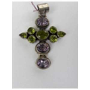 7 Peridot 3 Amethyst 925 Sterling Pendant