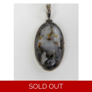 Oval Tree Agate Dendritic 925 Sterling Pendant