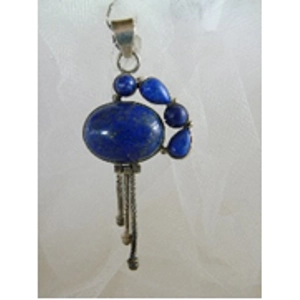 5 Stone Lapis Lazuli & Sterling Pendant