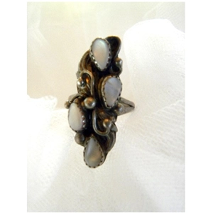 Old Pawn Grey Mother of Pearl  & Sterling Ring