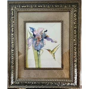 Hummingbird with Purple Iris
