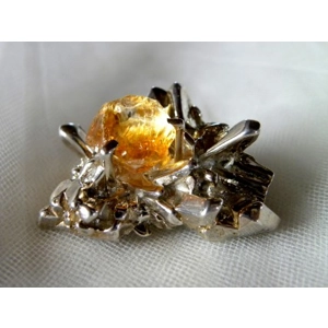 Natural Orange Optical Calcite & Sterling Watch Pendant