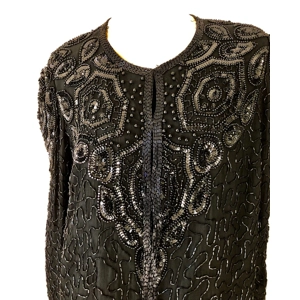 Black Silk Sequin Top