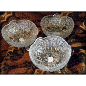 Standing Pressed Glass Candy Dish set of 3